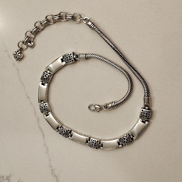 Brighton Tribeca Necklace Silver plated Rectangular Links Adjustable Retired - Picture 1 of 7